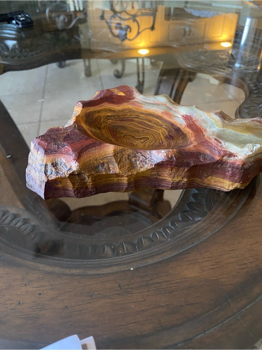 Polished Multicolor Red Onyx Decorative Bowl